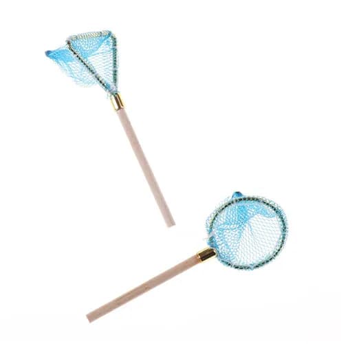2pcs Dollhouse Miniature Wood Fishing Net Life Scene Decoration Outdoor Sports Toy