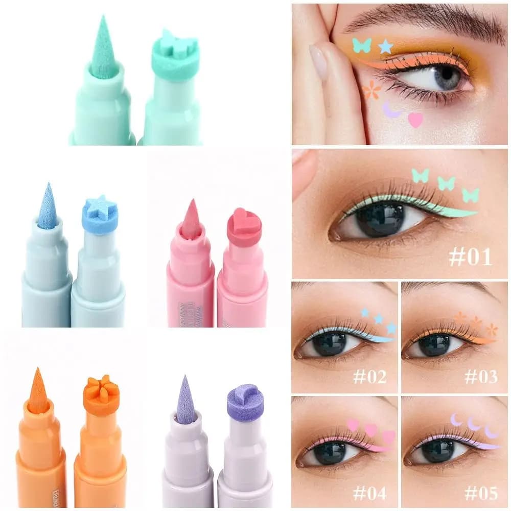 Water Resistant Double Head Colorful Stamp Eyeliner Easy to Clean Highly Pigmented Colorful Eyeliner Long Lasting