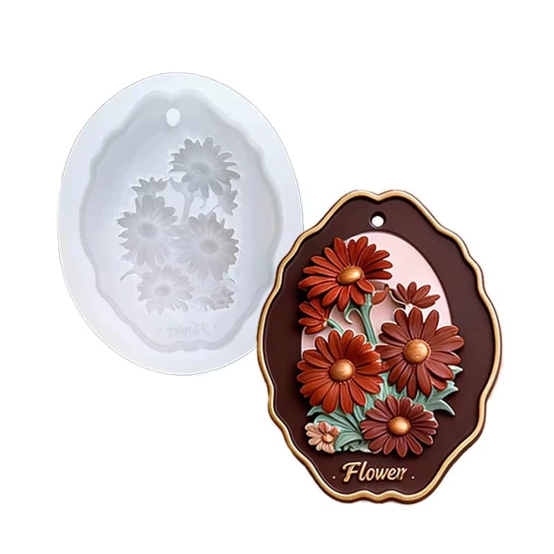 Assorted Oval Flower Candle Mold DIY Gypsum Hanging Wax Sheet Silicone Mold Plaster Keychain Drip glue mold Home Decoration Mold
