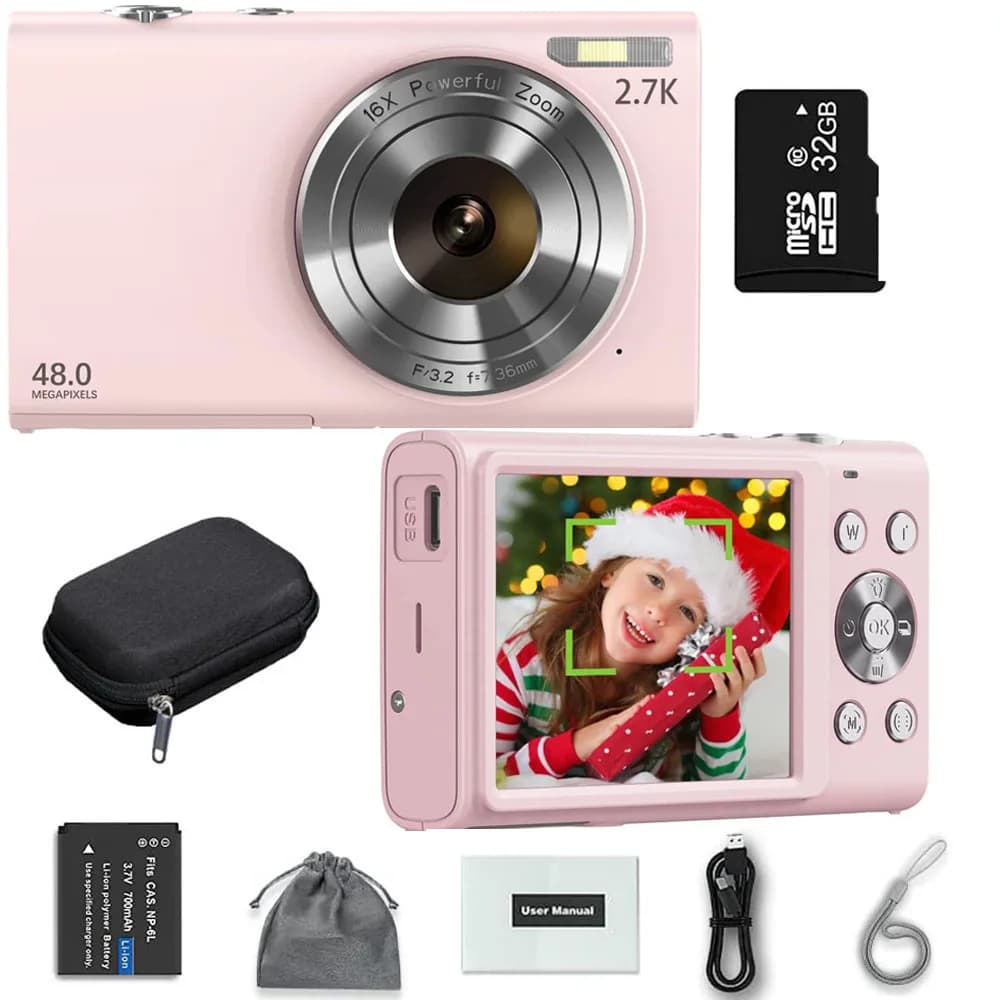 2.7K digital camera Vlogging camera with automatic focus HD 48MP with 2.8" large screen camera for adult children