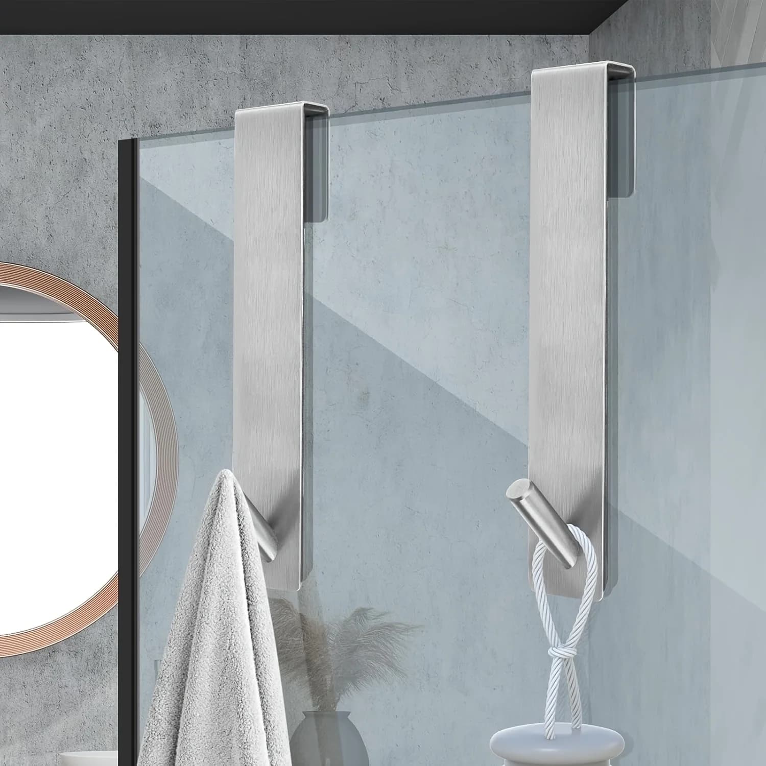 2 Pieces Hooks Stainless Steel S Towel Holder for Shower/Vasca Door, Bathroom Clothes rack