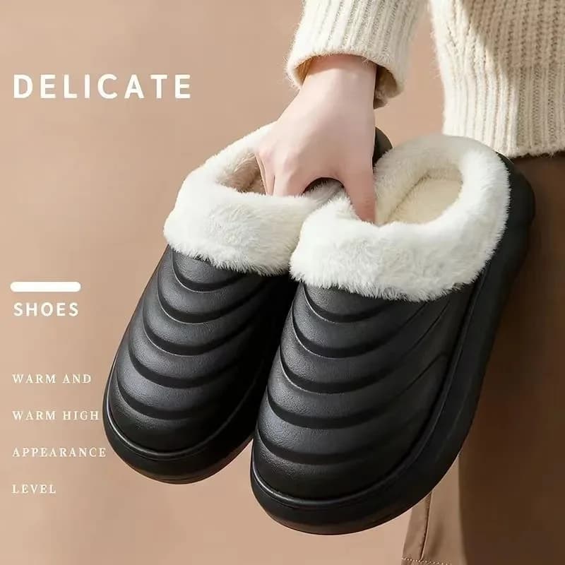 Pantofole in cotone impermeabili per donna uomo inverno esterno interno antiscivolo scarpe in peluche per la casa fondo spesso