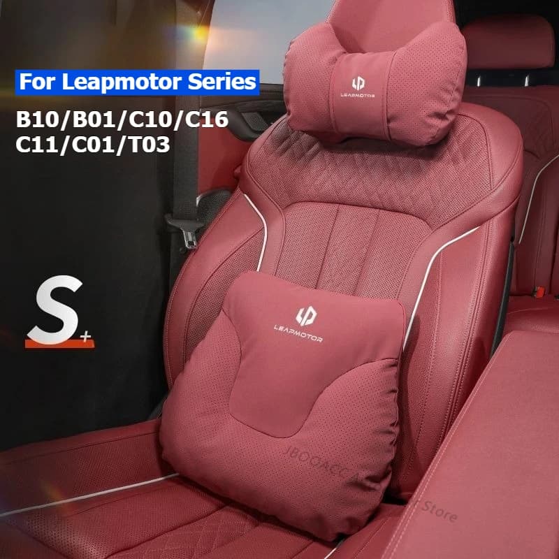 Seggiolino auto Cuscino per il collo Poggiatesta morbido Supporto lombare in pelle scamosciata Comodo cuscino per la vita del sedile per Leapmotor B10 B01 C10 C16 C11 C01 T03