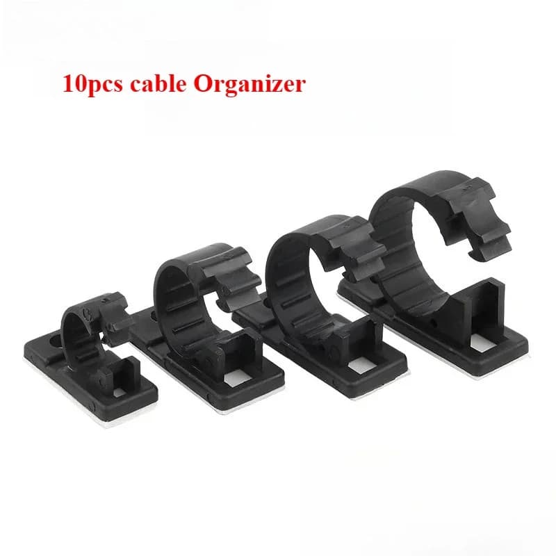 10 clip autoadesive per organizer per cavi, supporto per cavi di gestione, avvolgitore USB, morsetto per linea da tavolo, appiccicoso, regolabile