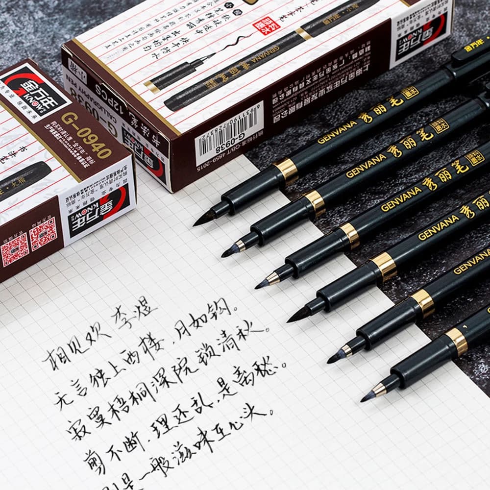 3 pezzi penna per calligrafia schizzi bella penna pennello morbido, scrittura incisione marcatura penna per pittura, penna a inchiostro nero marcatura artistica