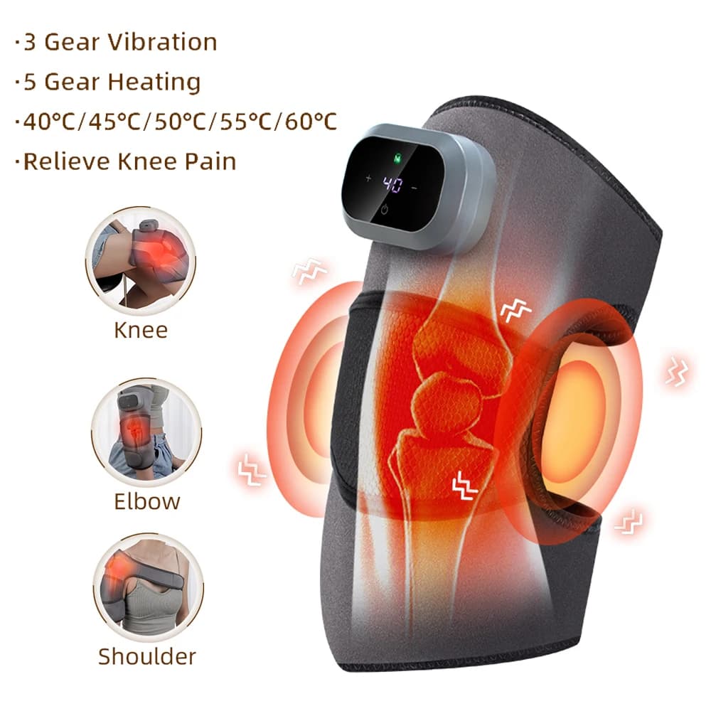 Heated Knee Massager Hot Compress Vibration Pad Shoulder Elbow Rechargeable Knee Protection Support Brace Health Care