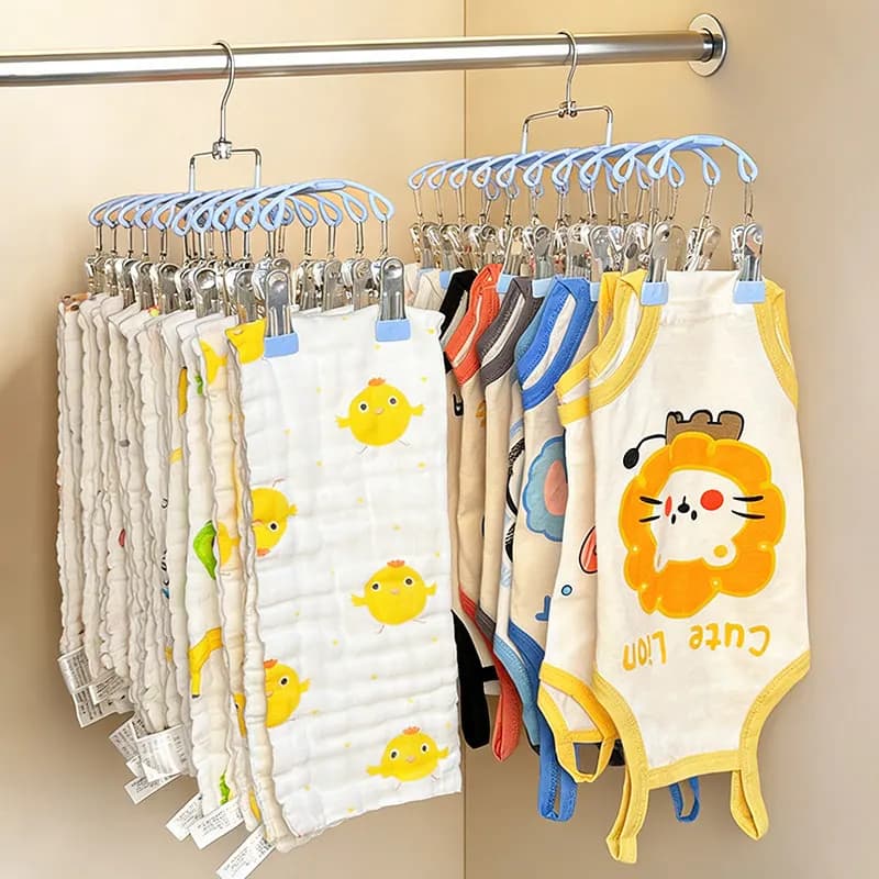 Newborn clothes hanger with multiple clips, clothes hangers for pants, magic organizer for children's clothes, towels and socks for babies