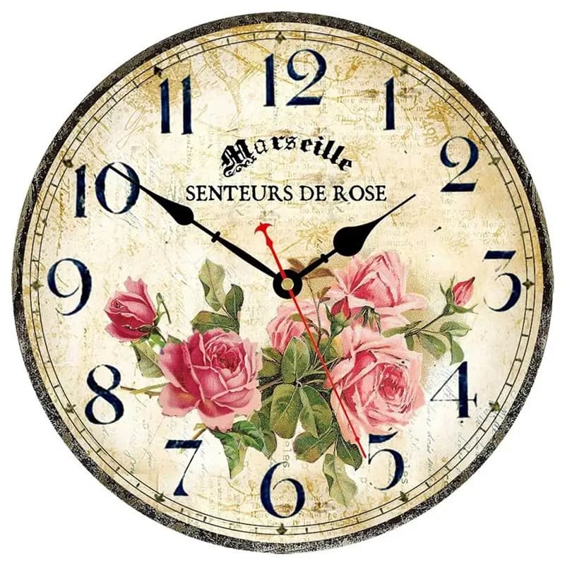 BMBY-Floral Wall Clock, Bedroom, Household Circular Silent Clock, Simple And Fashionable Living Room Decoration Clock