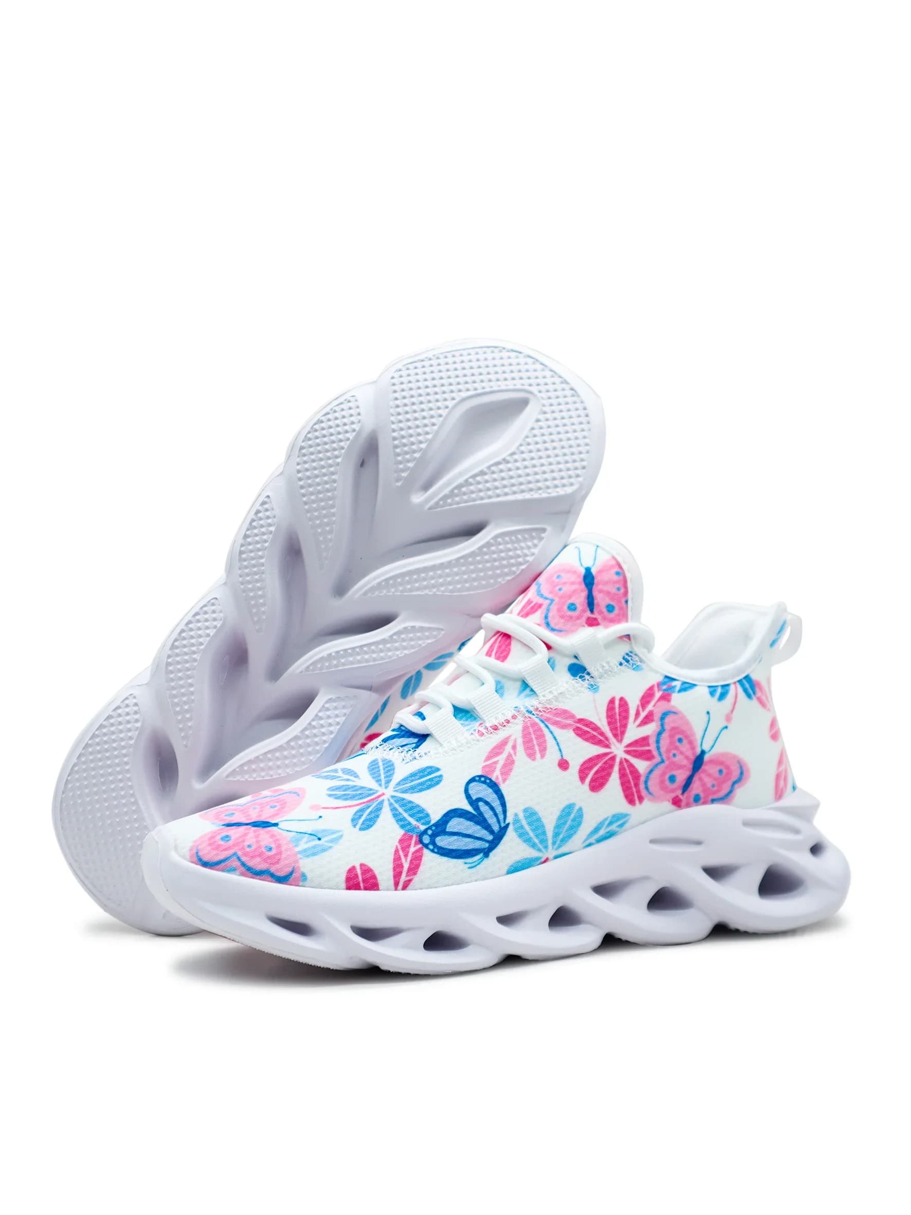 Sneakers casual da donna con stampe floreali carine, scarpe da passeggio e corsa leggere per ragazze adolescenti, calzature in rete con lacci EUR36-48