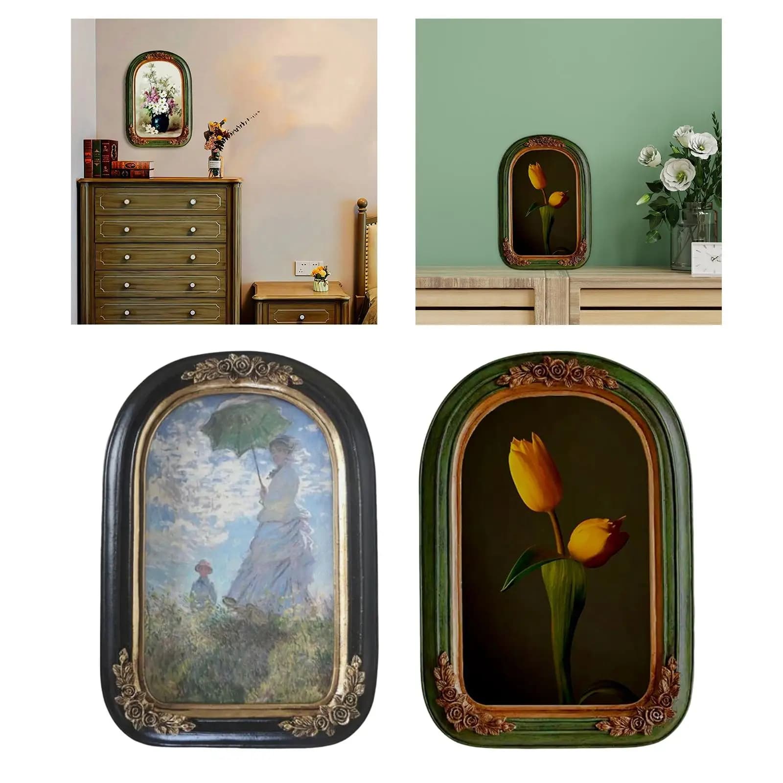 Round Polyresin Picture Display Hanging Luxury Elegant Old Fashioned Picture