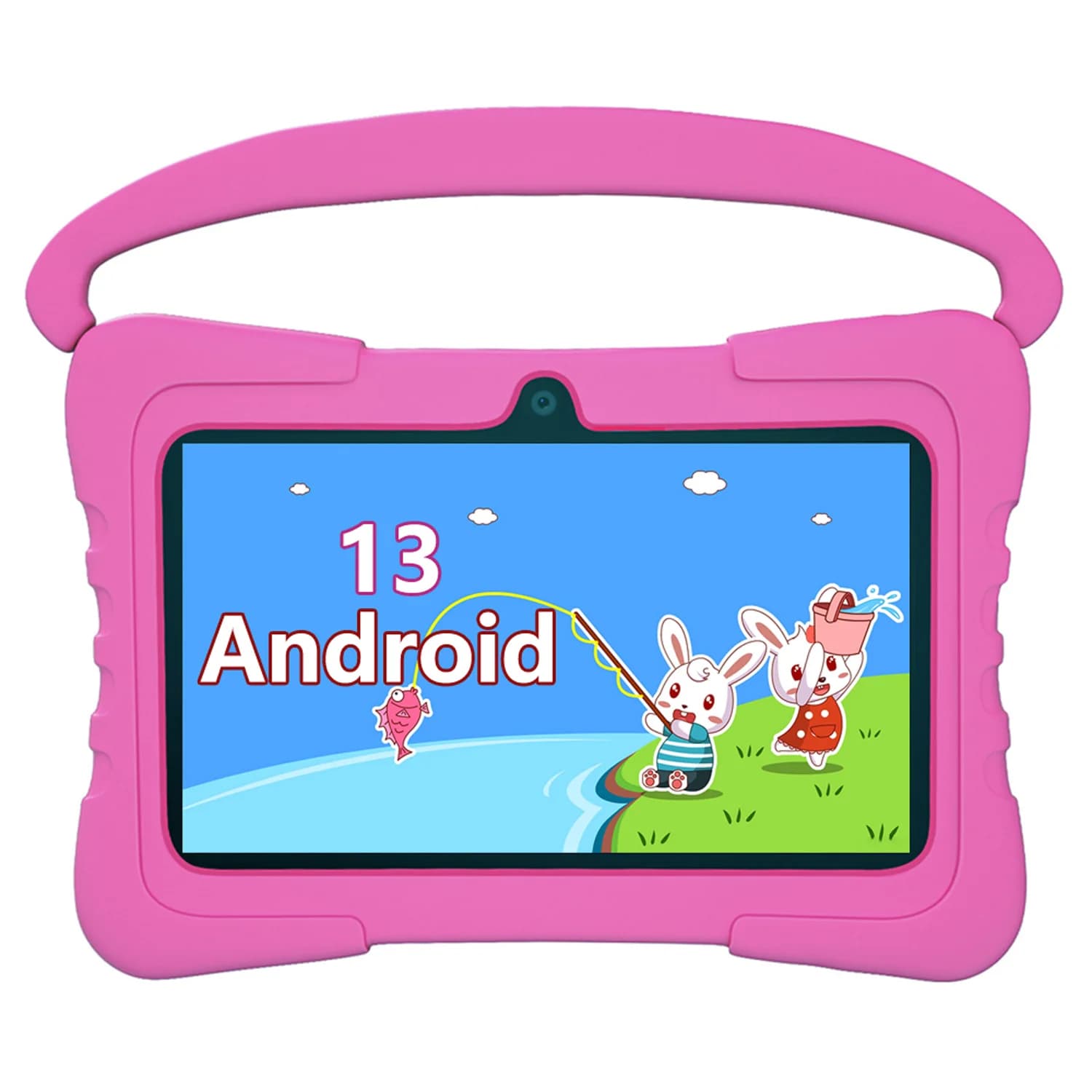 7 Inch Children's Tablet Android 13 Quad Core 4 GB RAM 64 GB ROM 4000 mAh WiFi Bluetooth Children's Gift Children's Software with Silicone Case