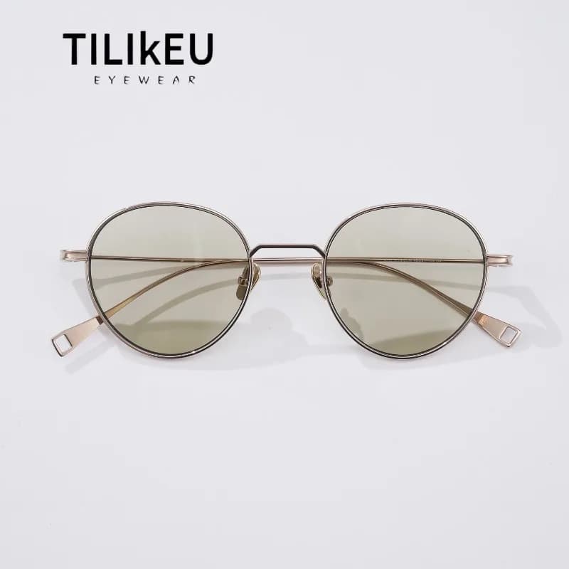 New Ultra-light Pure Titanium Retro Oval Fashion Travel Driving Sunshade Women Sunglasses Men Luxury Designer Sun Glasses UV400