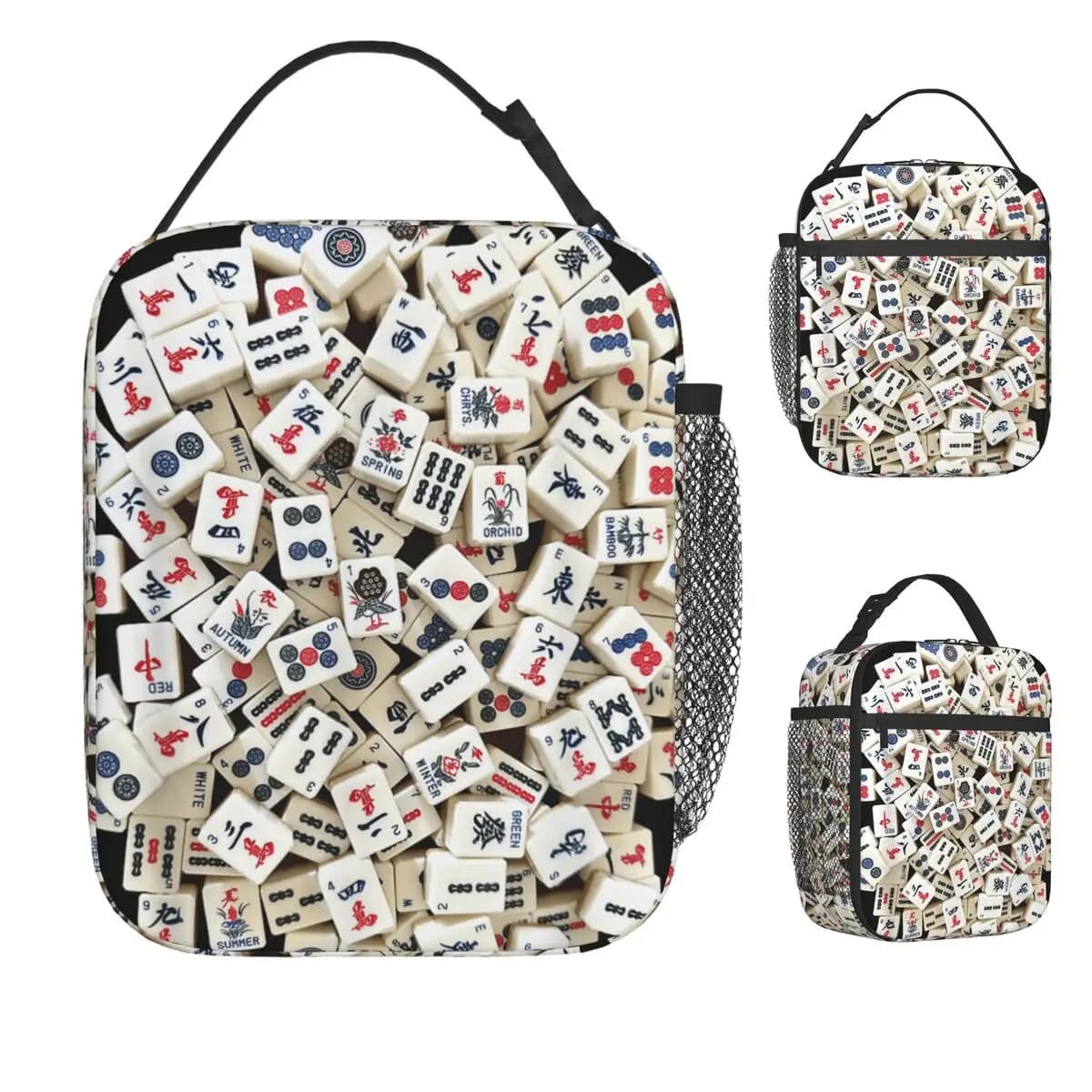 Mah Jong Tiles Mah Jongg Mahjong Gioco Borsa per il pranzo Borsa per il pranzo portatile isolata Borsa termica personalizzata per la scuola Borse per alimenti Oxford Tote