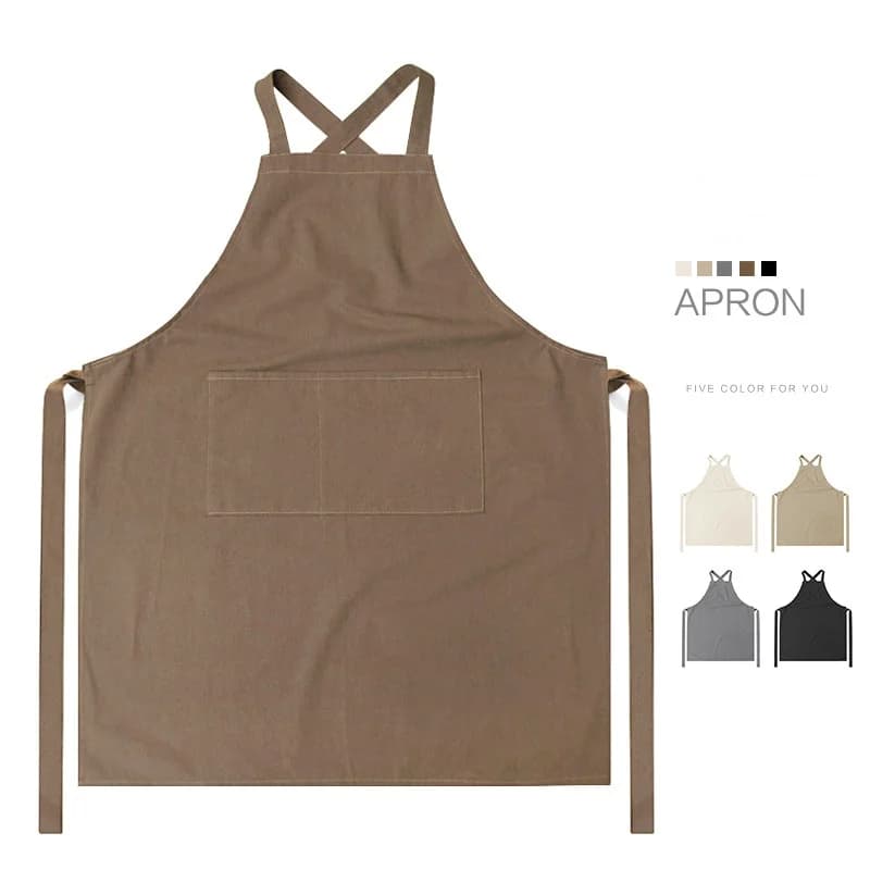 Grembiule con cinturino incrociato in tinta unita Grembiule da cucina per uomo e donna, resistente all'acqua, con due tasche, per caffetteria