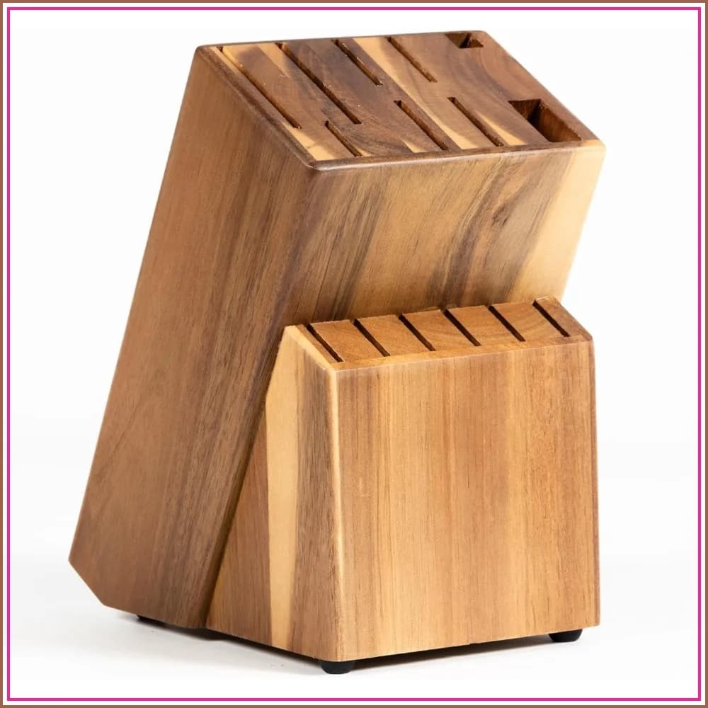 15-Slot Acacia Wood Knife Block - Professional Knife Holder for Kitchen Storage
