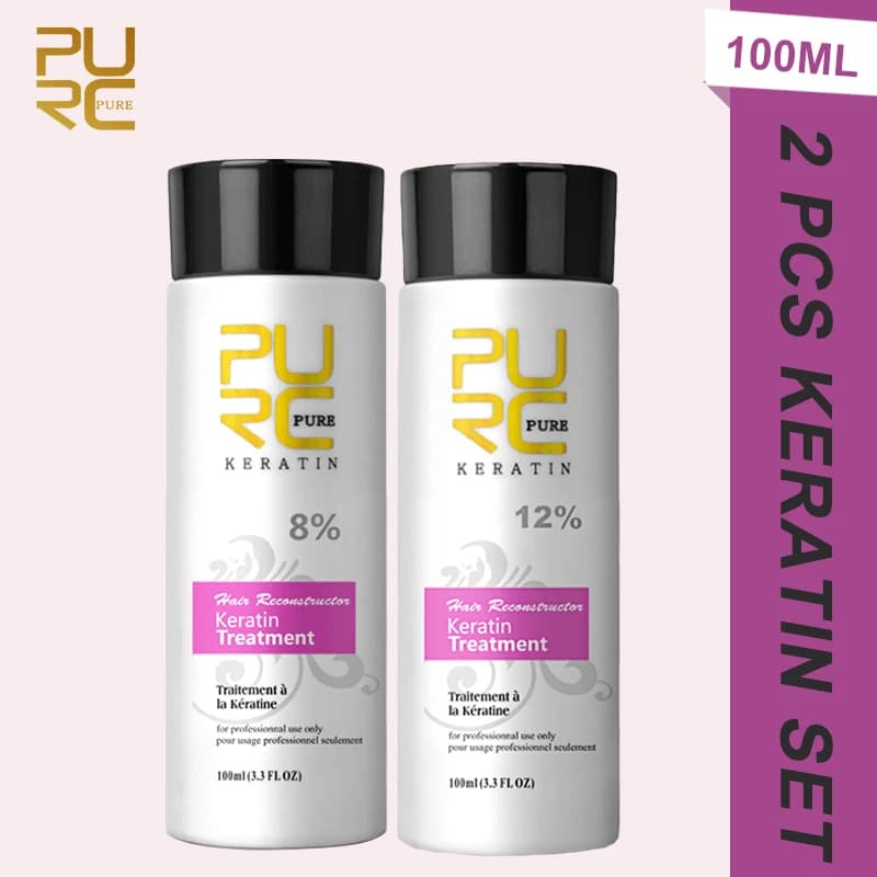 PURC 2 pieces of keratin to smooth hair 0% 5% 8% 12% formaldehyde hair treatment to Brazilian keratin smoothing hair care