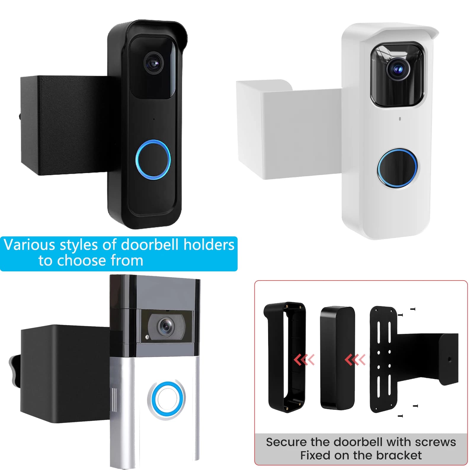 Staffa di montaggio per porta campanello video antifurto per campanello Blink, nessuna perforazione, adatta per campanello Blink, non blocca il sensore di movimento