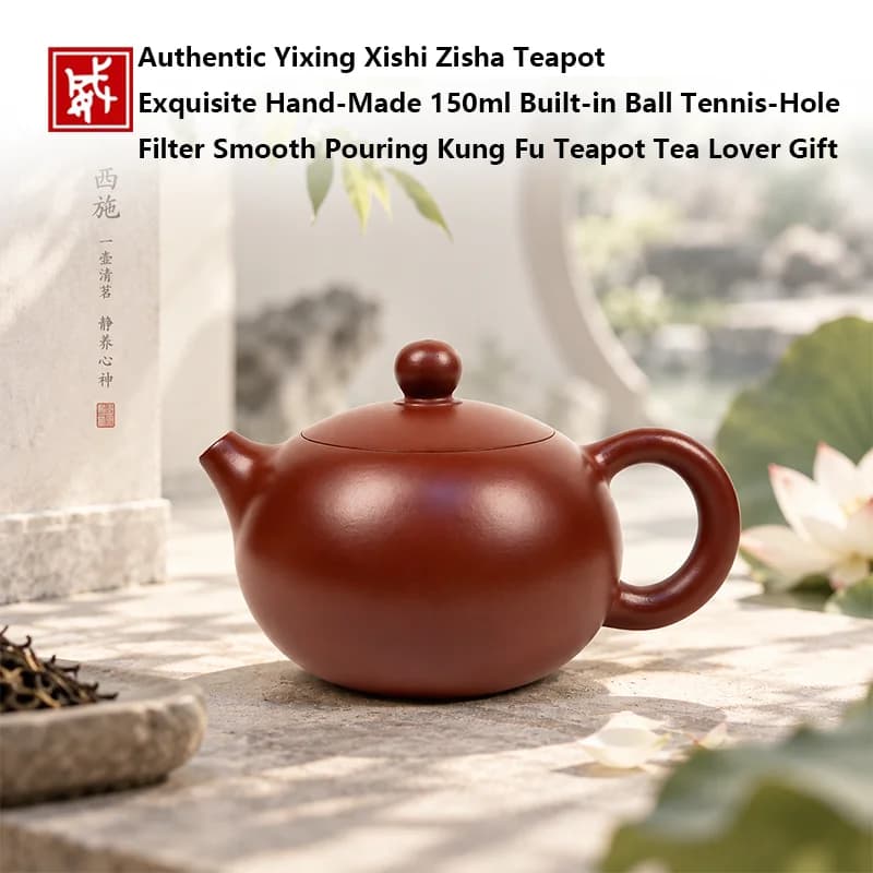 Authentic Yixing Xishi Zisha Teapot Exquisite Hand‑Made 150ml Built‑in Ball Tennis‑Hole Filter Smooth Pouring Kung Fu Teapot Tea