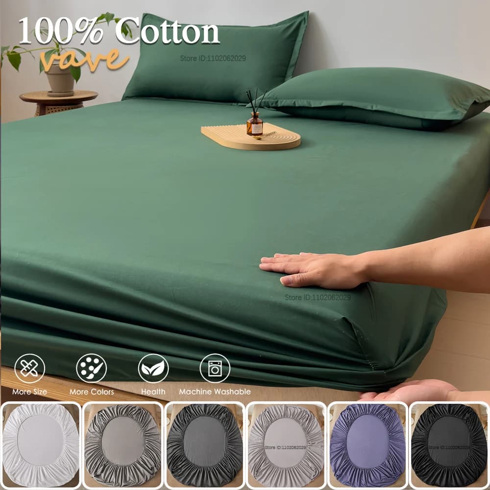 Lenzuolo con angoli in cotone 160x200 90x200 cm tinta unita con fascia elastica Coprimaterasso regolabile antiscivolo per letto matrimoniale King Queen