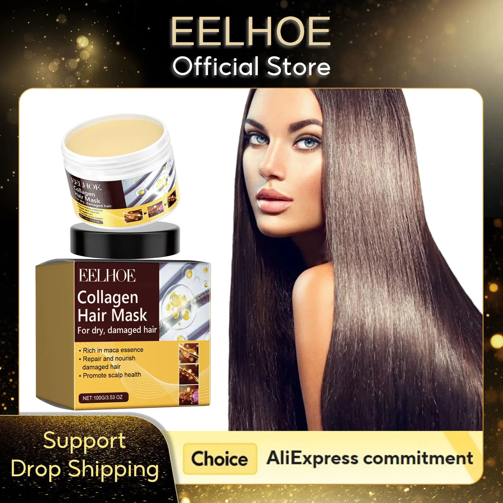 Collagen hair mask Reduces dryness and frizz Prevents hair splitting Moisturizing hair softening Improves hair texture Mask for hair care