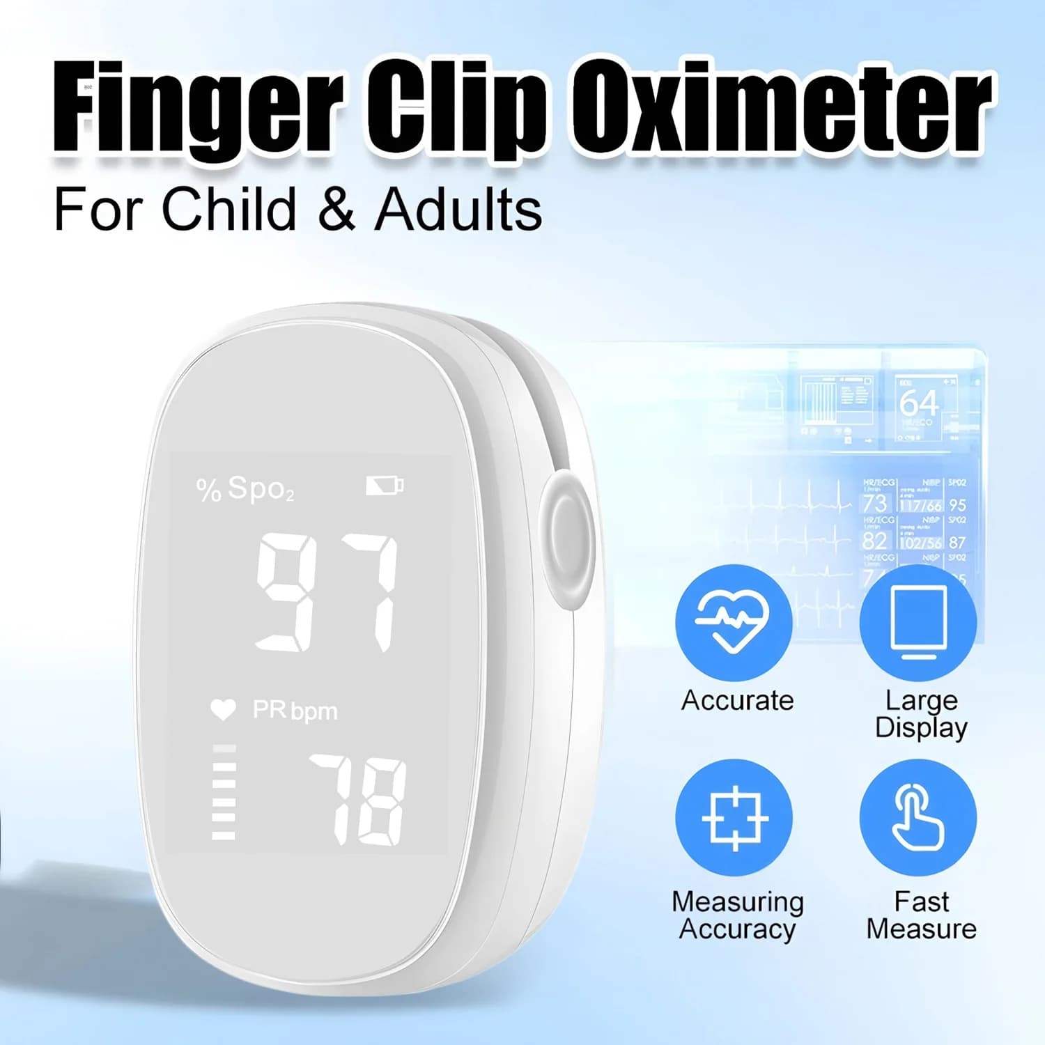 Medical Finger Pulse Oximeter Portable Blood Oxygen Monitor Heart Rate Meter OLED TFT Fingertip Oximetro De Dedo