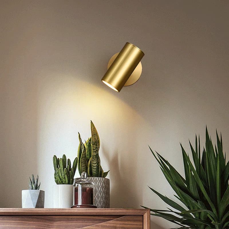 Esposizione d'arte moderna Lampada da parete a piccolo punto Cilindro Corpo in metallo Girevole Comodino dell'hotel Sconce Luce Arredamento camera da letto Lettura Lustro