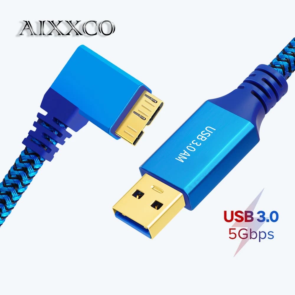 AIXXCO Cavo esterno per disco rigido da 1 m Cavo USB 3.0 Micro B Cavo HDD Cavo micro dati Cavo SSD Sata Cavo per disco rigido Micro B