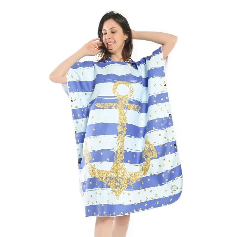 Microfiber Fabric Printed Hooded Beach Towel For Adults Quick Dry Swimming Pool Poncho Bath Towel With Cloak Bathrobe Fitness