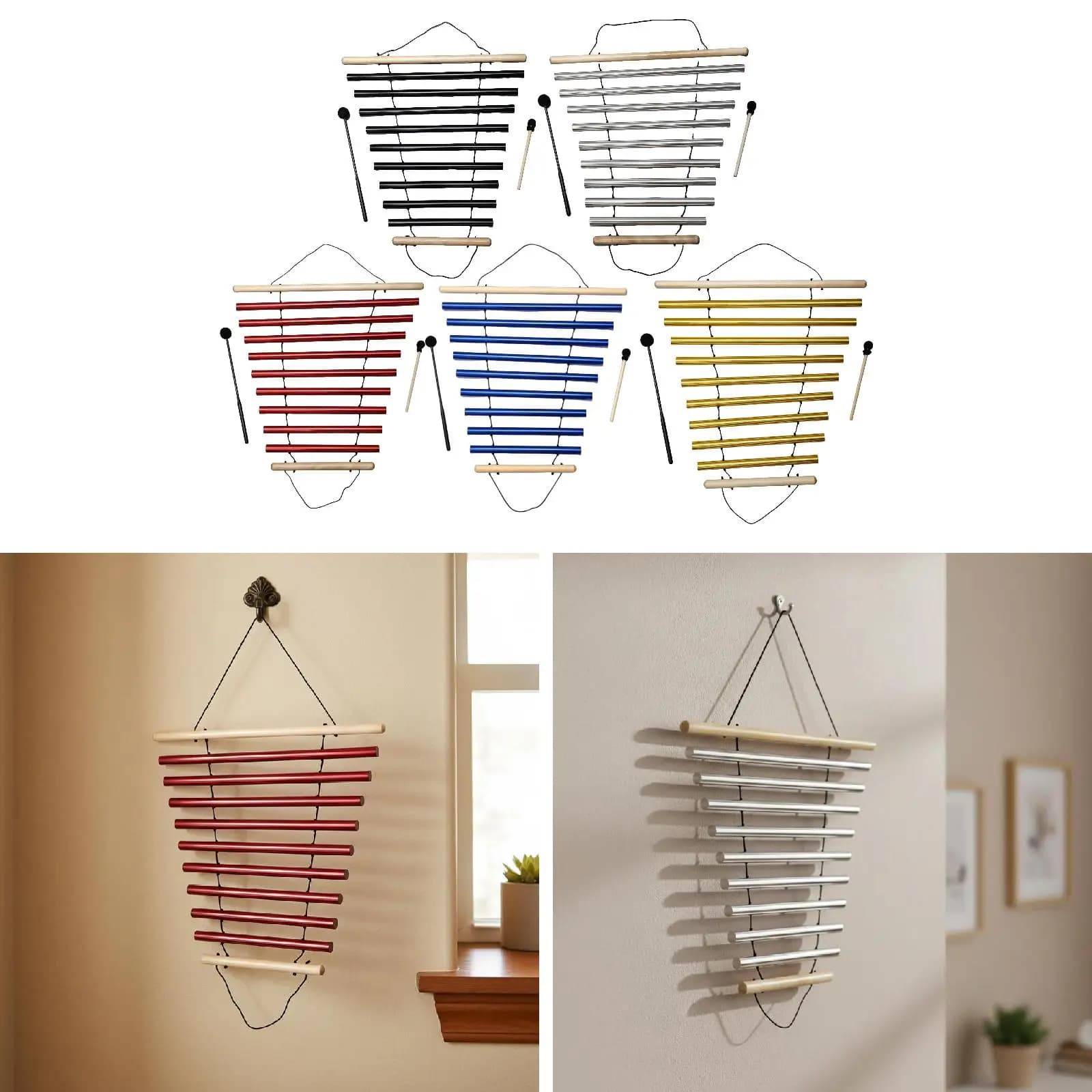 Wind Chime Soothing Musical Percussion Instrument Durable Metal 50cm for Space Cleansing and Meditation
