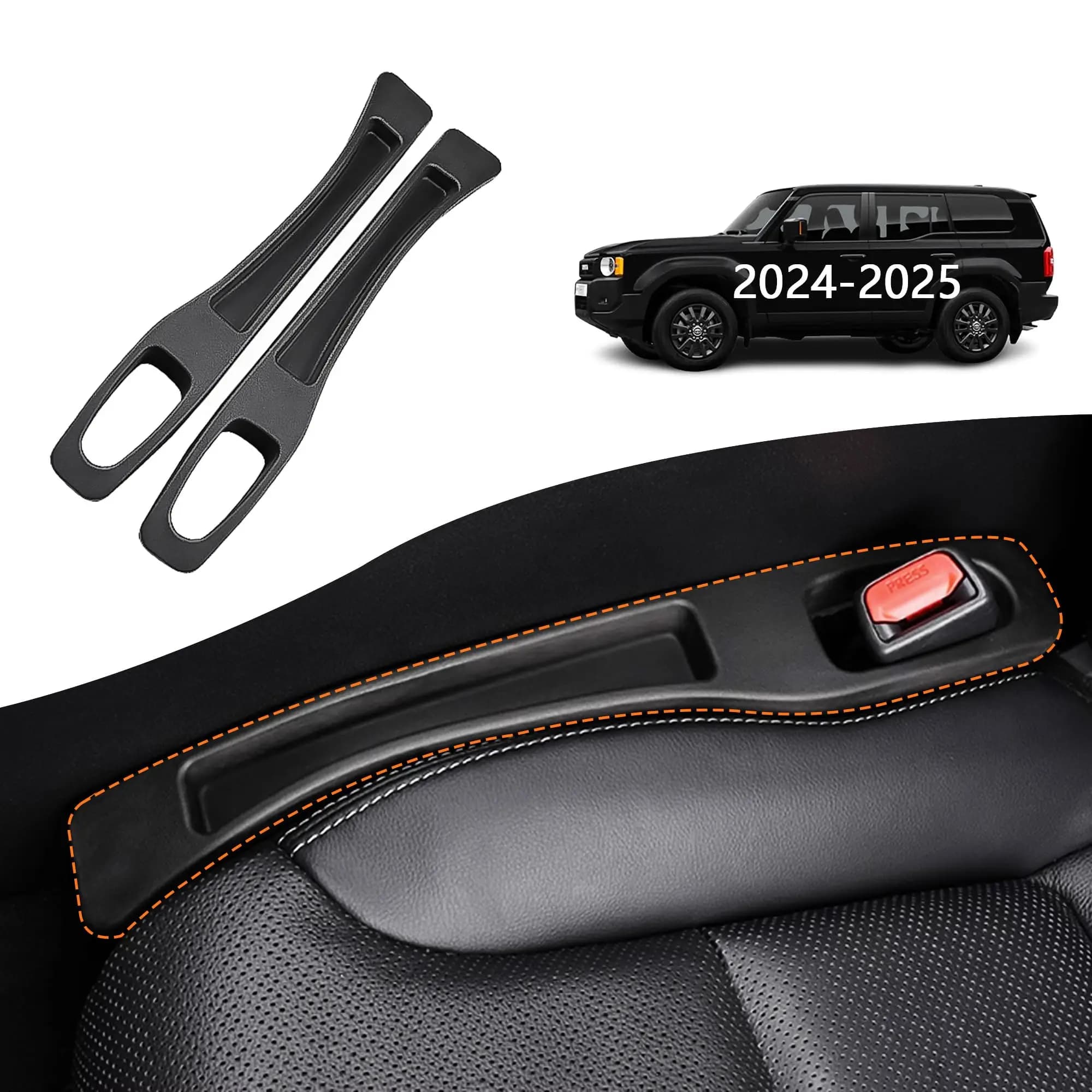 Set of 2 Auto Seat Slots Organizers Compatible with Toyota Land Cruiser 2024 2025, Accessories with Phone Door