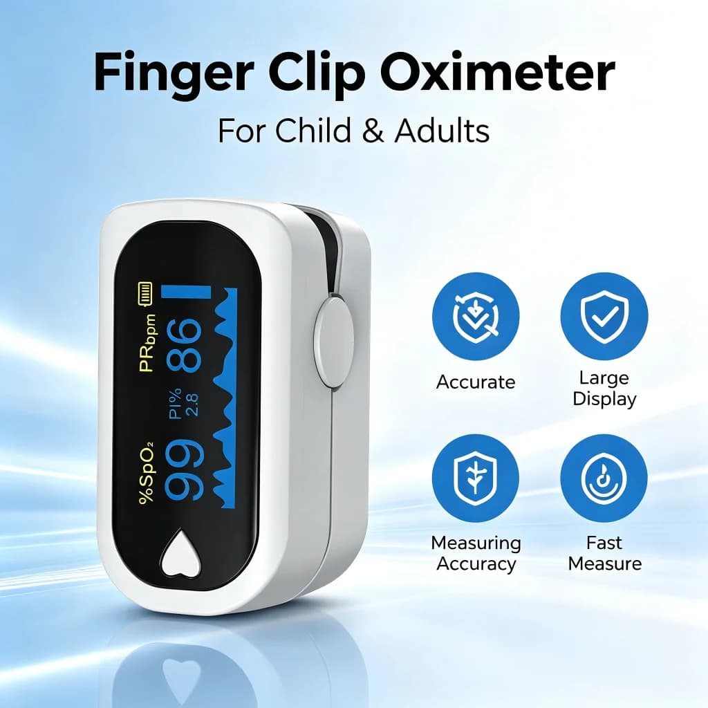 Children's Finger Pulse Oximeter with TFT Display Strap Blood Oxygen Saturation Meter SPO2 Kids Health Monitoring Device