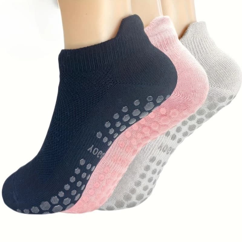 2 Pack Ladies Yoga Socks Non Slip Grip for Pilates and Gym Workout Moisture Wicking Breathable Cushion Arch Support