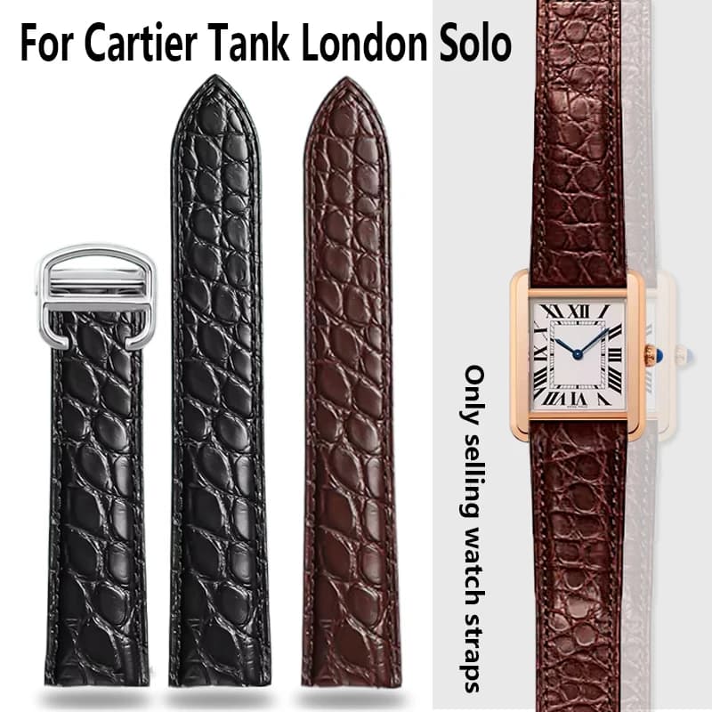 Cinturino in coccodrillo 16 18 20 22 23 24mm Bracciale per Cartier Tank London Solo Cinturino per orologio in vera pelle Uomo Donna Accessori