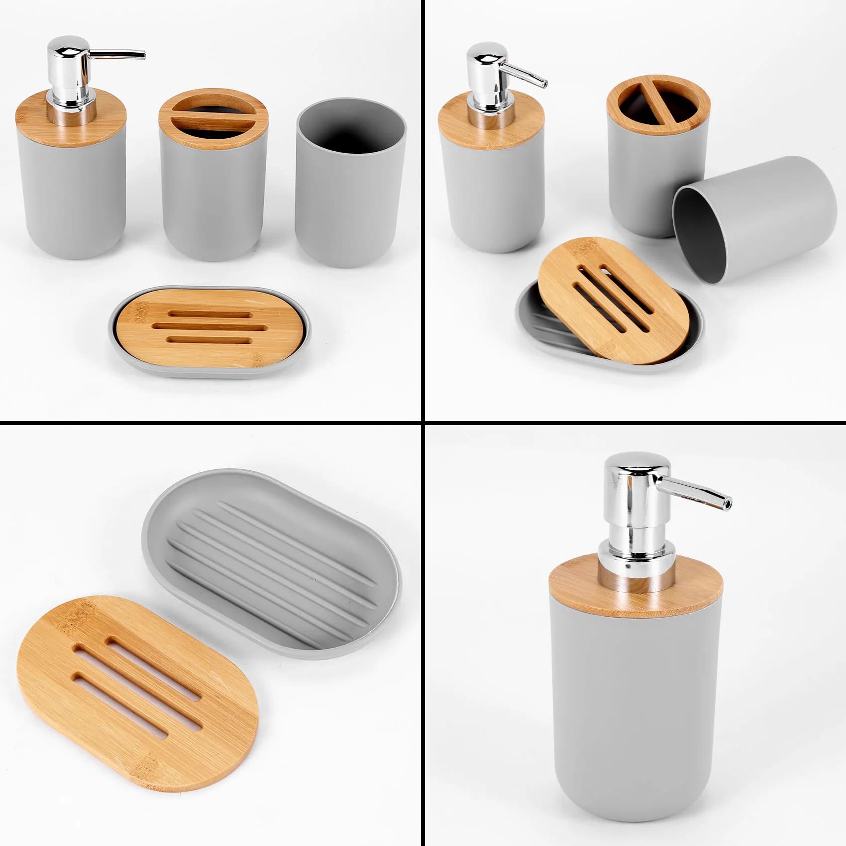 Set di accessori per il bagno, dispenser per sapone, portaspazzolino, tazza, set completo