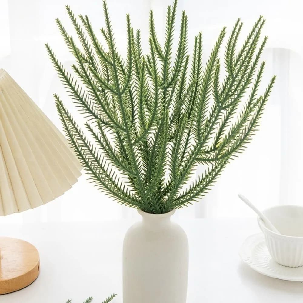 12 Rami Artificiali di Pino Verde in Gomma Morbida, Decorazione Natalizia in Plastica, Effetto Tattile Morbido