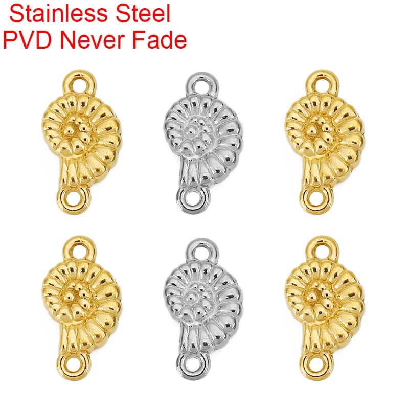 5pcs PVD Never Fade Stainless Steel Beads Charms 11mm Double Hole Necklace Connectors For Diy Jewelry Making Beading Supplies