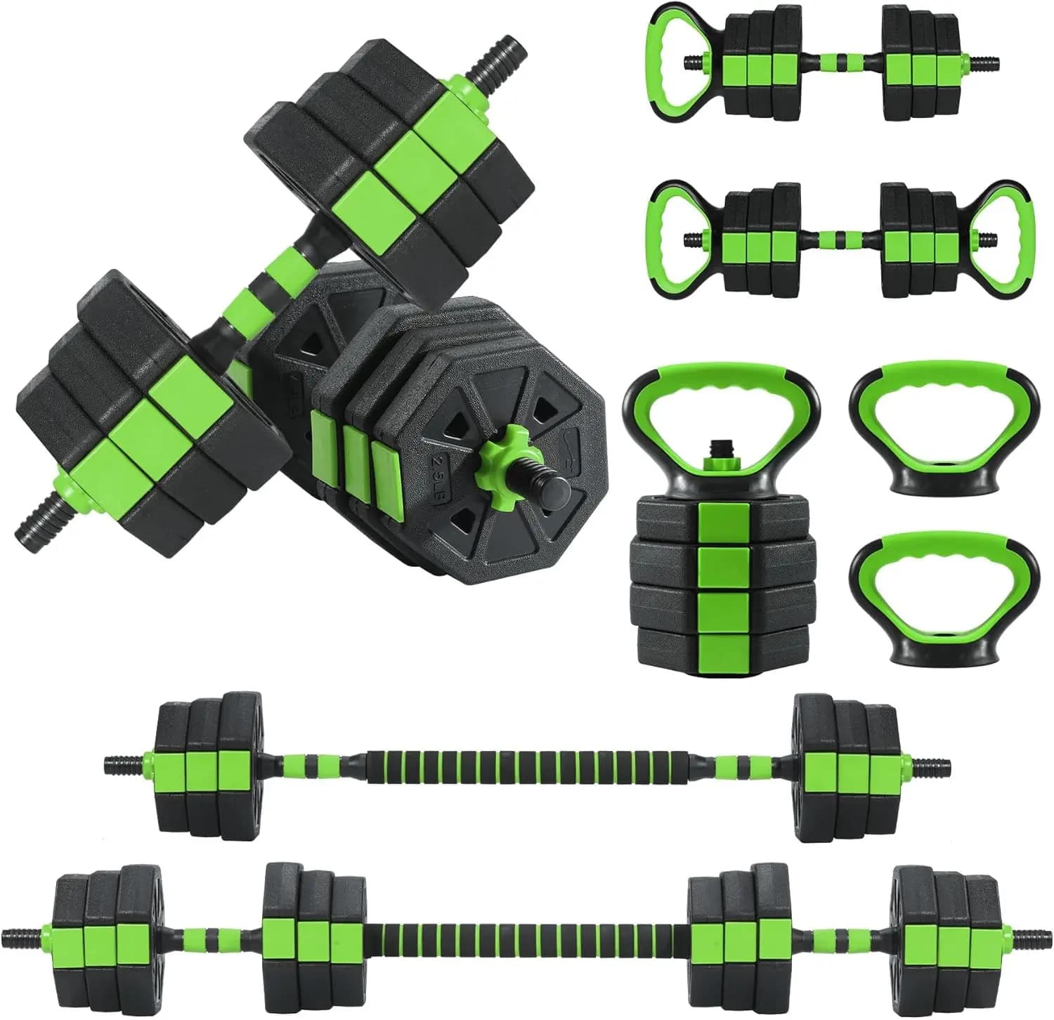Adjustable Dumbbell Set, 44/66/88Lbs 4-in-1 Free Weights for Home Gym, Converts to Kettlebell & Barbell with Connector, Non-Slip