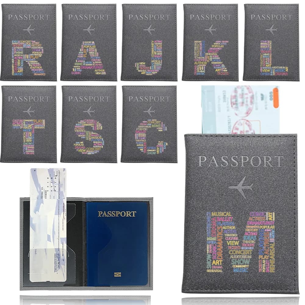Porta passaporti Donna Uomo Business Copertine per passaporto impermeabili Porta piano aereo Accessori da viaggio per serie di lettere di testo unisex