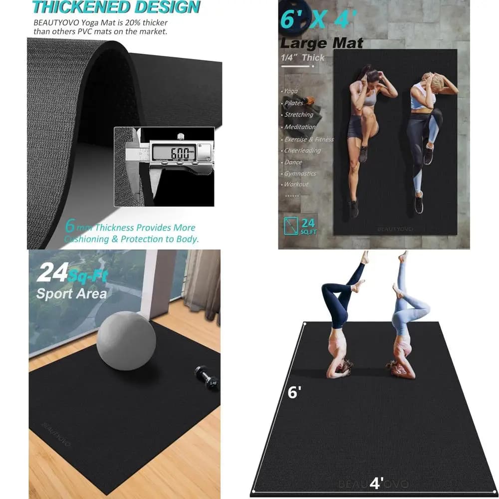 Extra thick yoga mat 6x4', anti-slip on both sides, ideal for men and women, mat for exercises of 24 feet square meters for yoga, pilates and fitness at home
