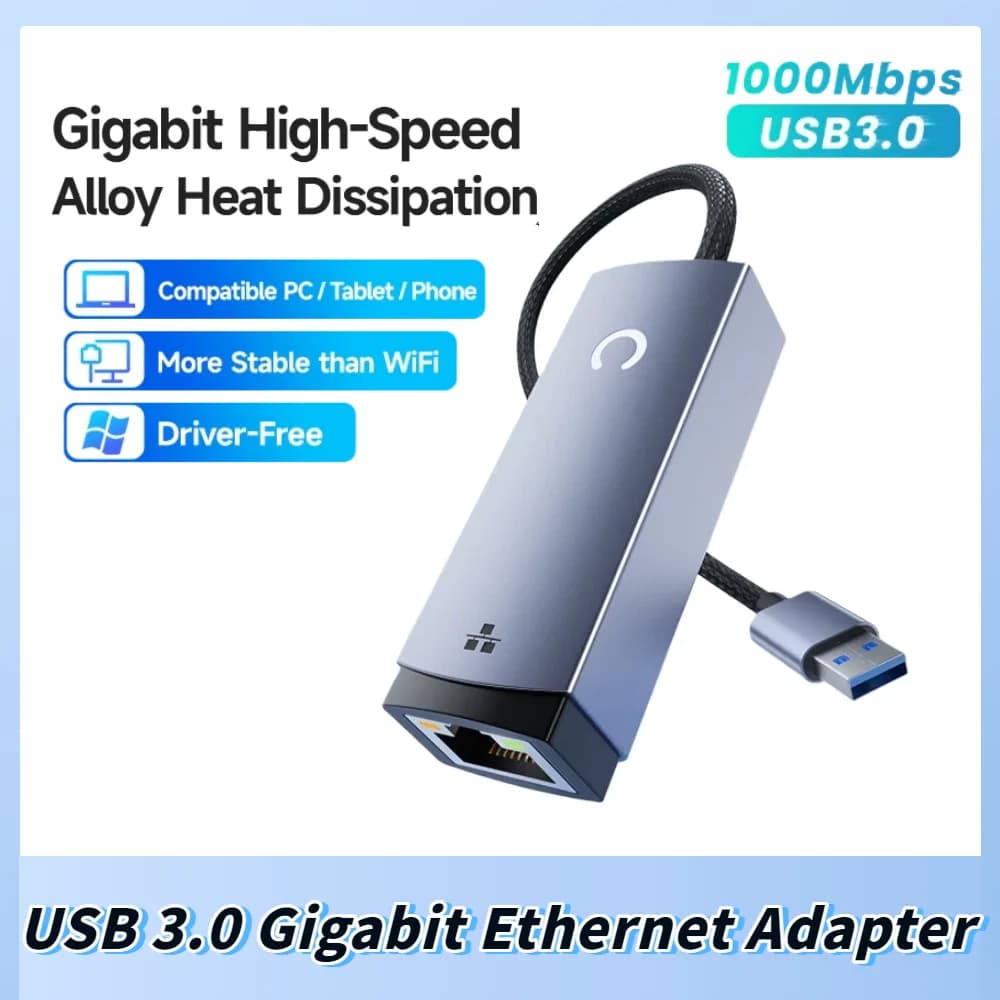 MZX 1000Mbps Network Card Adapter USB 3.0 Type C A to RJ45 1G Gigabit Ethernet Internet Networking for Laptop PC Accessories