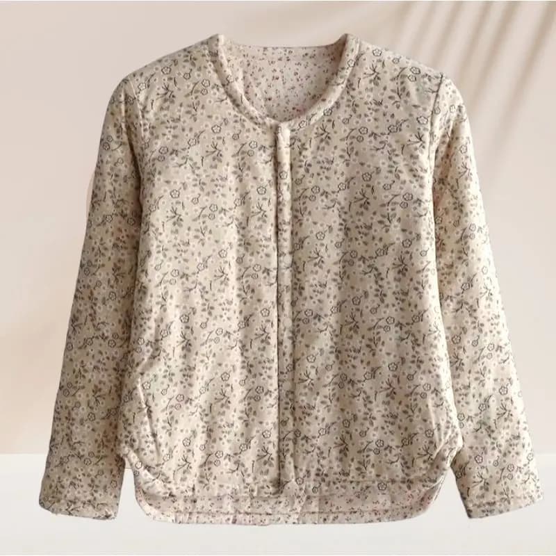 Women's Close-fitting Mother's Cotton Inner Liner Warm Cotton Jacket Thin Slim Short Floral Jacket Top