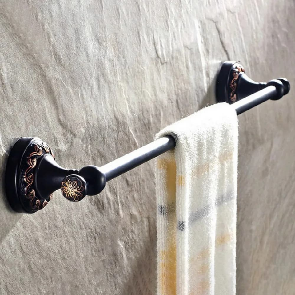 Accessorio da bagno in bronzo nero lucidato a olio, portasciugamani singolo da parete, portaasciugamani, accessorio da bagno aba461