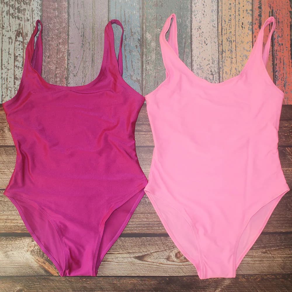 Costume da bagno intero sexy con scollo rotondo Costume da bagno intero solido Donna Rosso Rosa Bianco Nero Costume da bagno con taglio alto Costumi da bagno per la festa