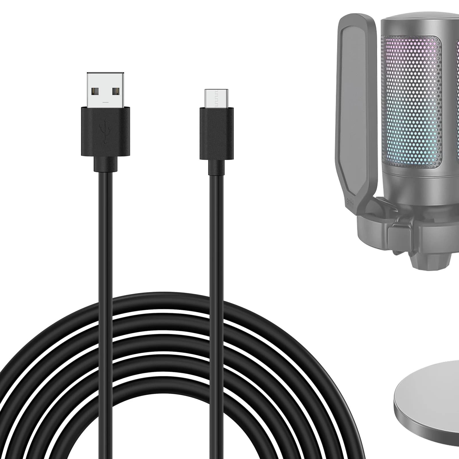 Geekria per Creators Cavo per microfono da USB A a tipo C 10 piedi / 3 M, compatibile con FIFINE AmpliGame A6, HyperX QuadCast S