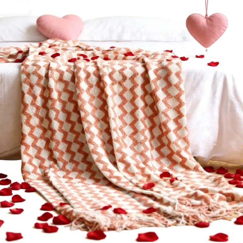 Coperta in Maglia per San Valentino, Reversibile Rosa e Bianca, Morbida e Leggera, Regalo d'Amore per Moglie e Donne
