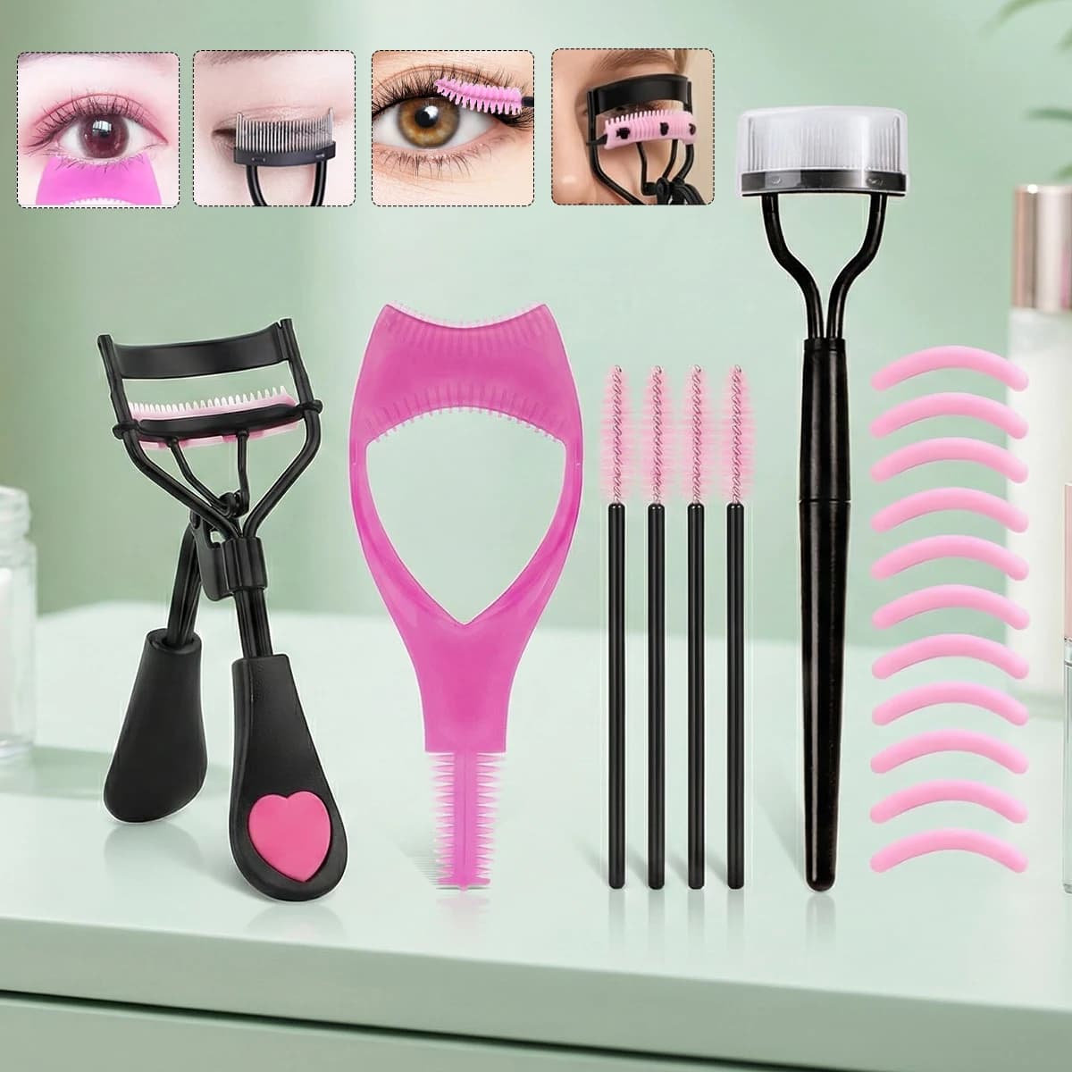 Love Comb combo set for curling eyelashes, does not damage eyelashes, tools for curling eyelashes, suitable for men and women.