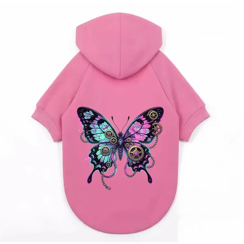 Dog Hoodie Pet Clothes Steampunk Butterfly Print Autumn Winter Warm