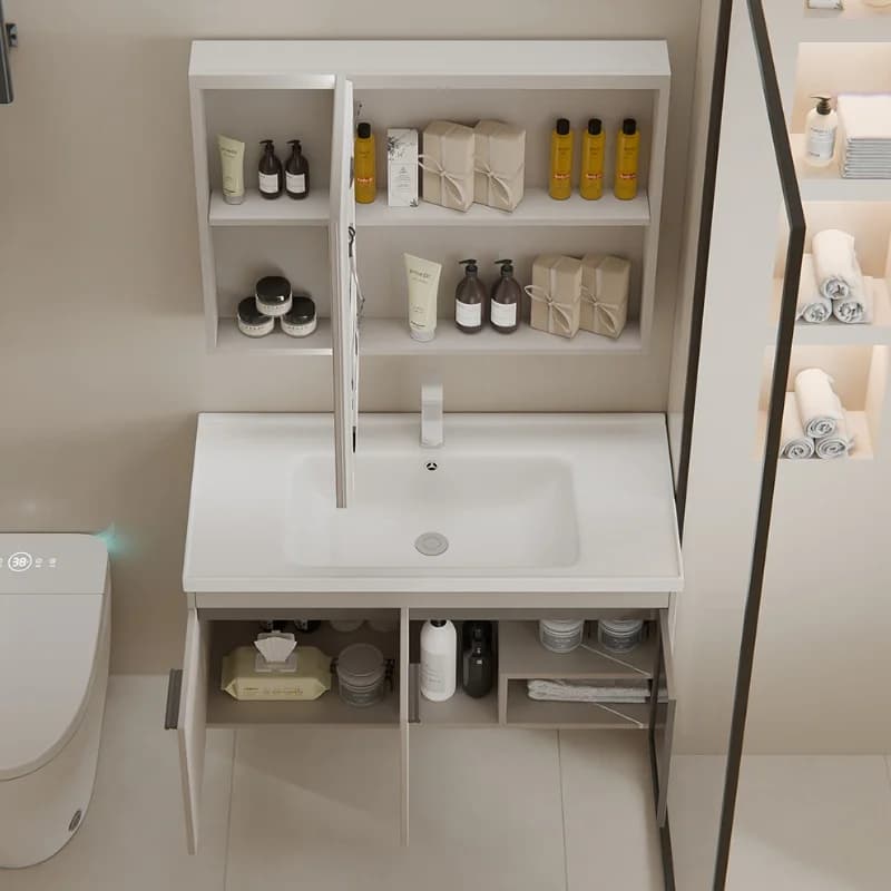 Armadietto a Specchio Intelligente Economico per Bagno con LED Touchscreen, Montaggio a Parete, Contenitore Salvaspazio, Ideale per Appartamenti e Zone Pranzo Walk-in
