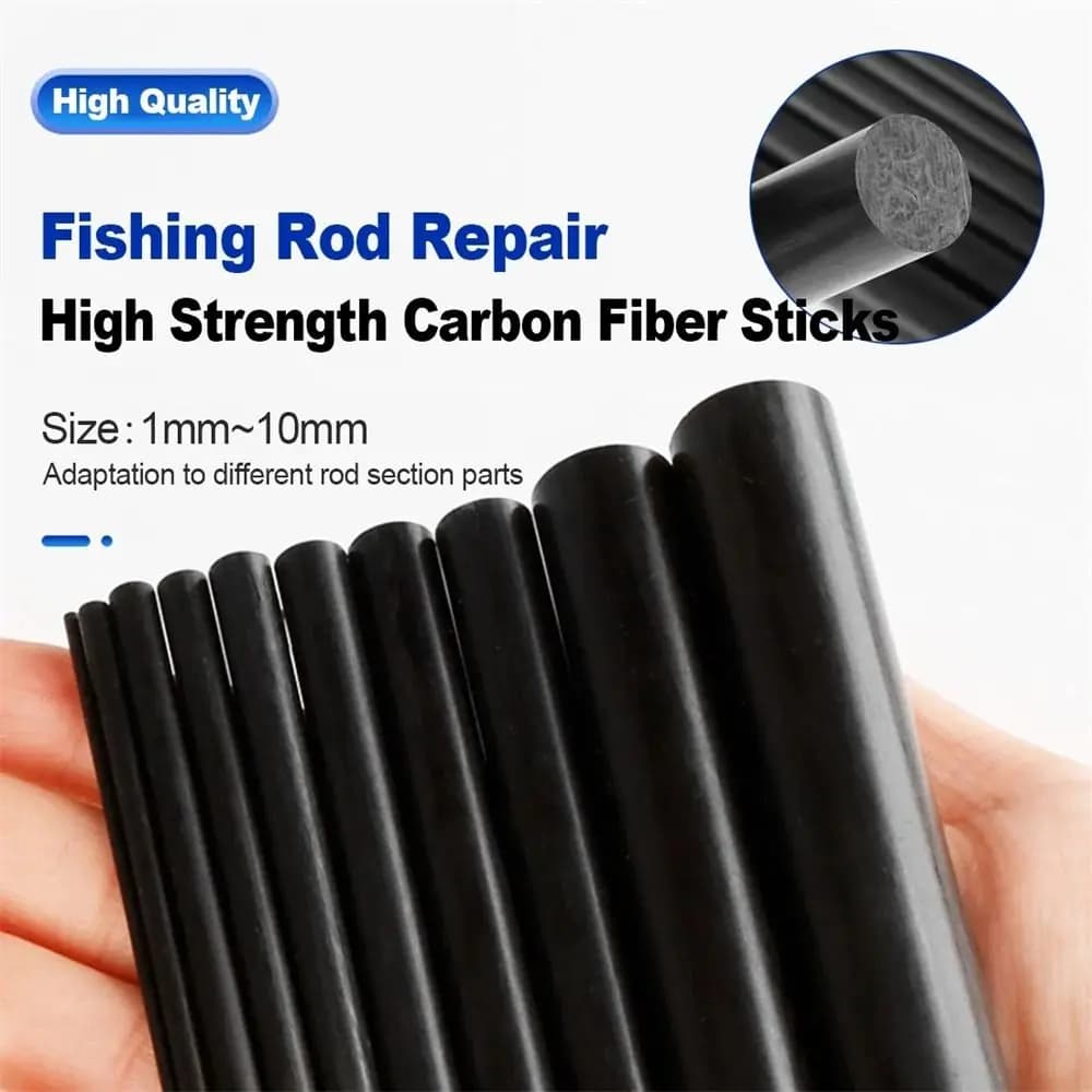 Fishing Rod Repair Kit Carbon Fiber Sticks Set For High Strength 1mm-10mmx10cm For Repair Broken Fishing Pole