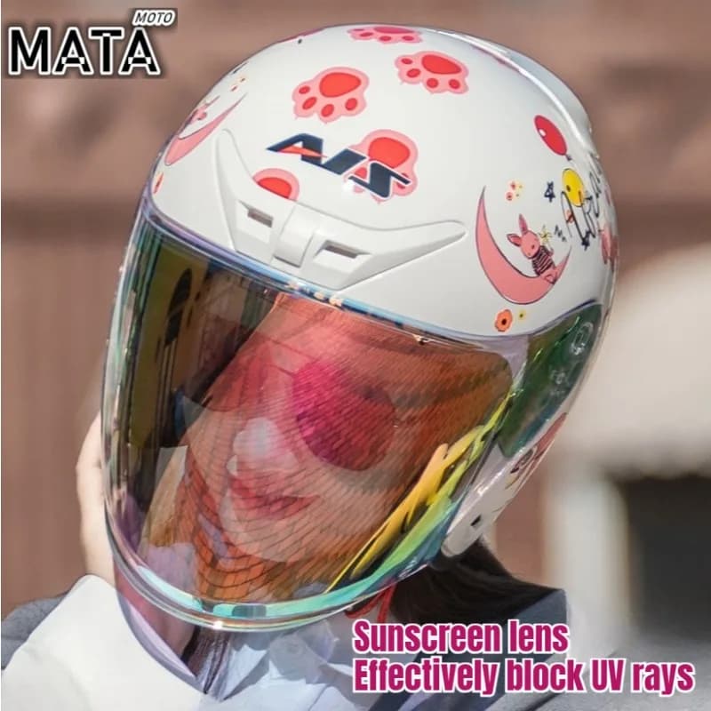 AIS DOT 3/4 Retro Motorcycle Helmets Open Face With For Men Vintage Chopper Capacete De Moto Bike Cascos Scooter